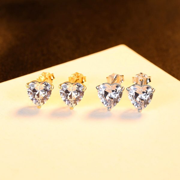 Autumn Small Heart Stud Earrings For Women In Sterling Silver