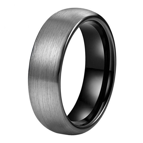 BLACK And Silver Tungsten Carbide Ring 6-8mm