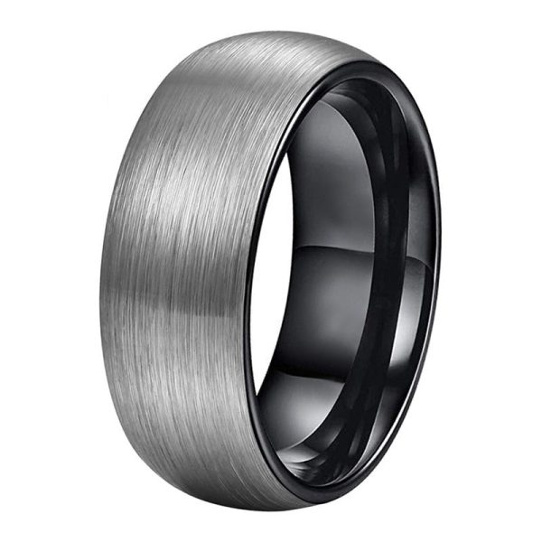 BLACK And Silver Tungsten Carbide Ring 6-8mm