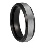 Black And Silver Wedding Tungsten Carbide Ring