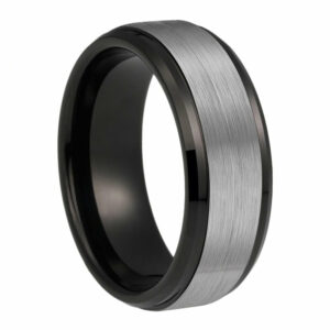 Black And Silver Wedding Tungsten Carbide Ring