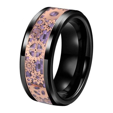Black Rose Gold Tungsten Carbide Tungsten Wedding Ring For Men