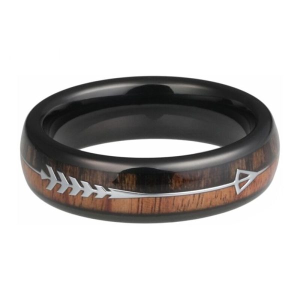 Black Wedding Tungsten Carbide Ring With Double Wood Inlay