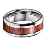 Brandon Tungsten Carbide Ring With Rose Wood Inlay