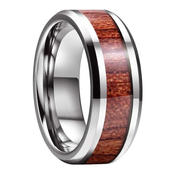 Brandon Tungsten Carbide Ring With Rose Wood Inlay