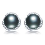 Brianna Black Freshwater Pearl Stud Earrings