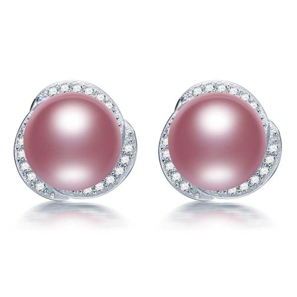 Brianna Black Freshwater Pearl Stud Earrings