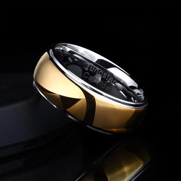 Caleb Shiny Gold And Silver Tungsten Carbide Rings