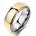 Caleb Shiny Gold And Silver Tungsten Carbide Rings
