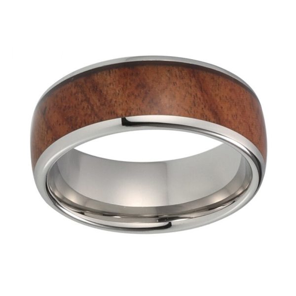 Calvin Tungsten Carbide Wedding Ring  With Koa Wood Inlay