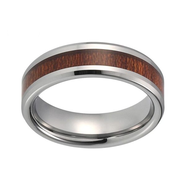 Camden Tungsten Carbide Ring With Wood Inlay