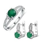 Caroline Green Agate  Sterling Silver Natural Gemstone Jewelry Set