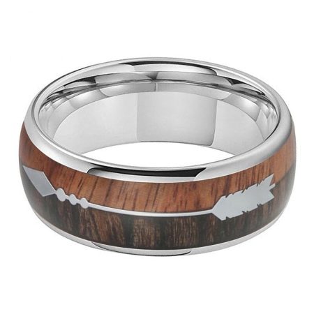 Carter Tungsten Carbide Ring With Koa Wood Arrow Inlay