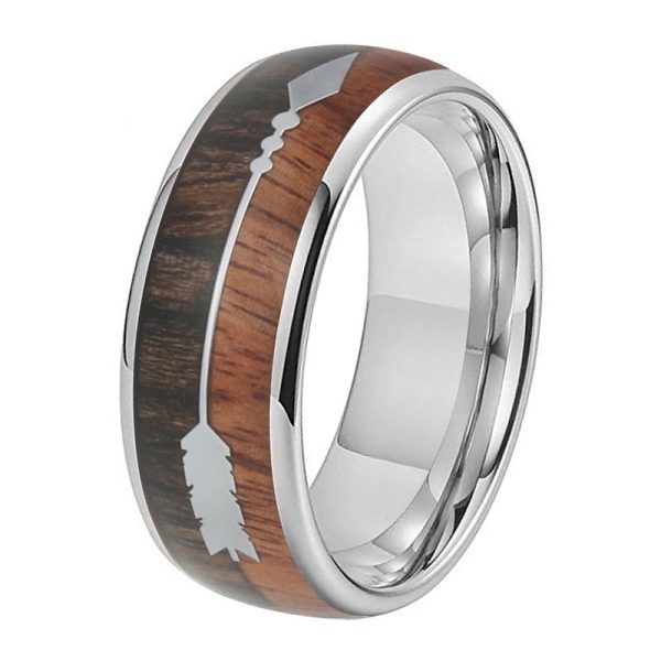 Carter Tungsten Carbide Ring With Koa Wood Arrow Inlay