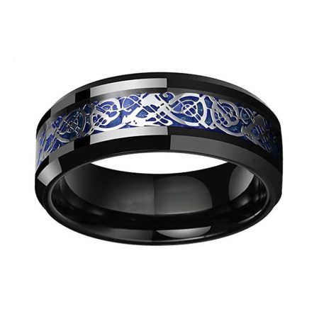 Chase Black Tungsten Wedding Ring With Blue Carbon Fiber Inlay