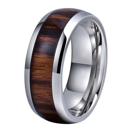 Classic Tungsten Carbide Ring With Wood Inlay