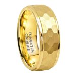 Cyrus Gold Hammered Tungsten  Wedding Engagement Band 6-8mm