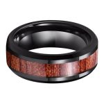 Damien Black Tungsten Carbide Ring With Natural Koa Wood Inlay