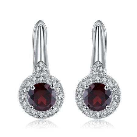Diana Natural Red Garnet Gemstone  Stud Earrings