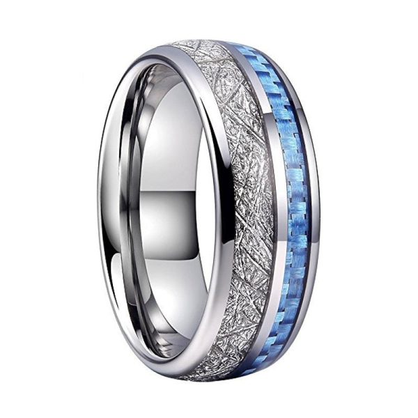 Drake Tungsten Carbide Ring With Blue Carbon Fiber Inlay
