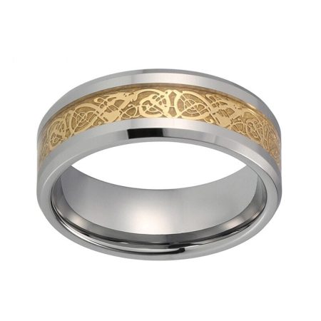 Dustin Tungsten Ring With Gold Carbon Fiber Inlay