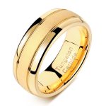 Dylan 8mm Frosted Gold Tungsten Carbide Rings