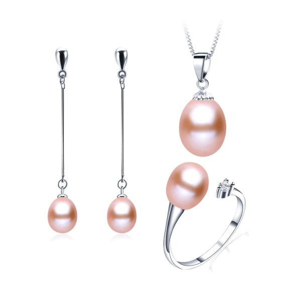 Edna Freshwater  Pearl Earrings Necklace  Jewelry Sets 