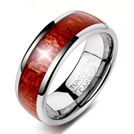 Elijah Tungsten Carbide Rings With Wood Inlay