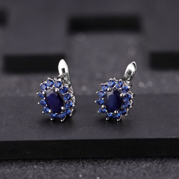Ellie Natural Blue Sapphire Gemstone Stud Earrings