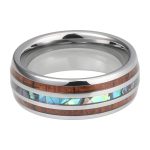 Elliot Tungsten Carbide Ring With Abalone Shell and Koa Wood Inlay