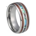 Elliot Tungsten Carbide Ring With Abalone Shell and Koa Wood Inlay