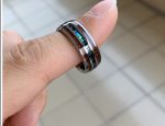 Elliot Tungsten Carbide Ring With Abalone Shell and Koa Wood Inlay