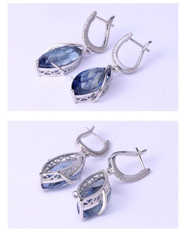 Emilia Marquise Natural Iolite Blue Mystic Quartz Gemstone Jewelry Sets