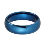 Ethan Blue Tungsten Wedding Band With Domed Polish Finish