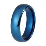 Ethan Blue Tungsten Wedding Band With Domed Polish Finish
