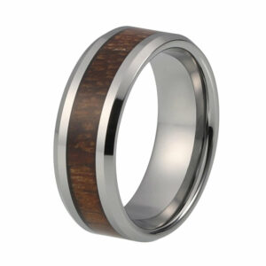Ethan Tungsten Carbide Ring Natural Koa Wood Inlay