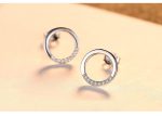 Eva Circle Sterling Silver Stud Earrings With Cubic Zirconia