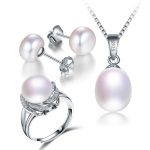 Evelyn Freshwater  Pearl Ring Necklace Earrings Jewelry Sets 
