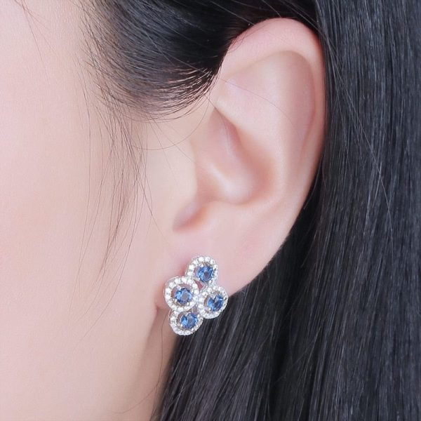 Everleigh Green Blue Sterling Silver Stud Earrings