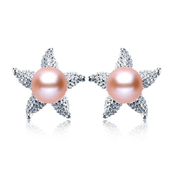 Faith Freshwater Star Pearl Studs In Silver