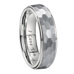 Giovanni Hammered Silver Tungsten Carbide Ring I Love You Stamped
