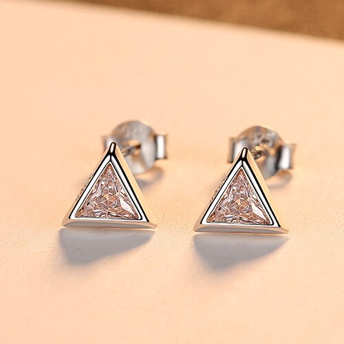Girls And Women’s Small Triangle Stud Sterling Silver Earrings