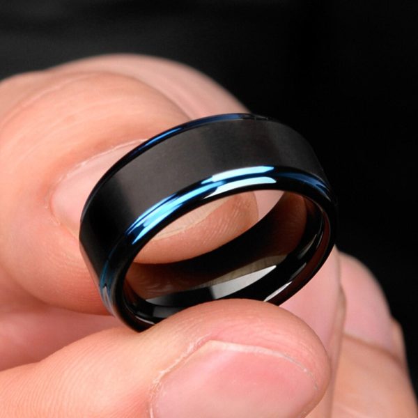 Harry Black And Blue Tungsten Carbide  Rings