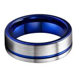 Henry Blue And Silver Tungsten Carbide Wedding Band Ring