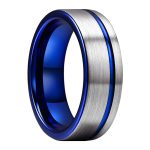 Henry Blue And Silver Tungsten Carbide Wedding Band Ring