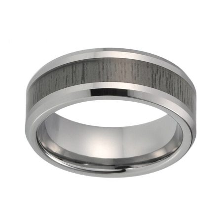 Hunter Black Tungsten Carbide Ring With Natural Wood Inlay