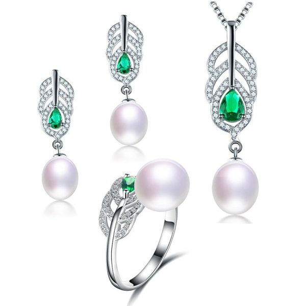 Isabelle Natural Freshwater Earrings Necklace Ring Pearl Jewelry Sets