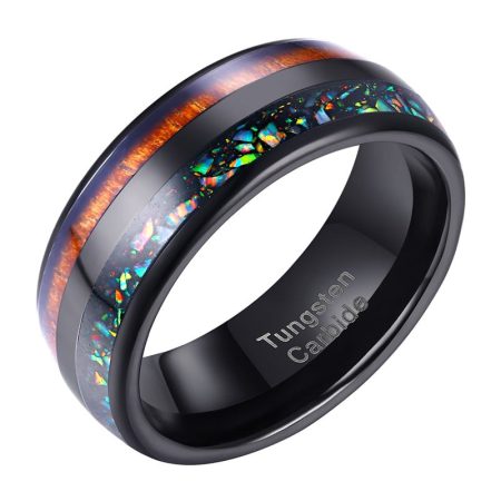 Jack Tungsten Carbide Rings With Wood Inlay