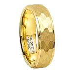 Jackson Yellow Gold Hammered Tungsten Carbide Ring Wedding Band