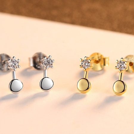Jade Stud Earrings With Cubic Zirconia In Sterling Silver